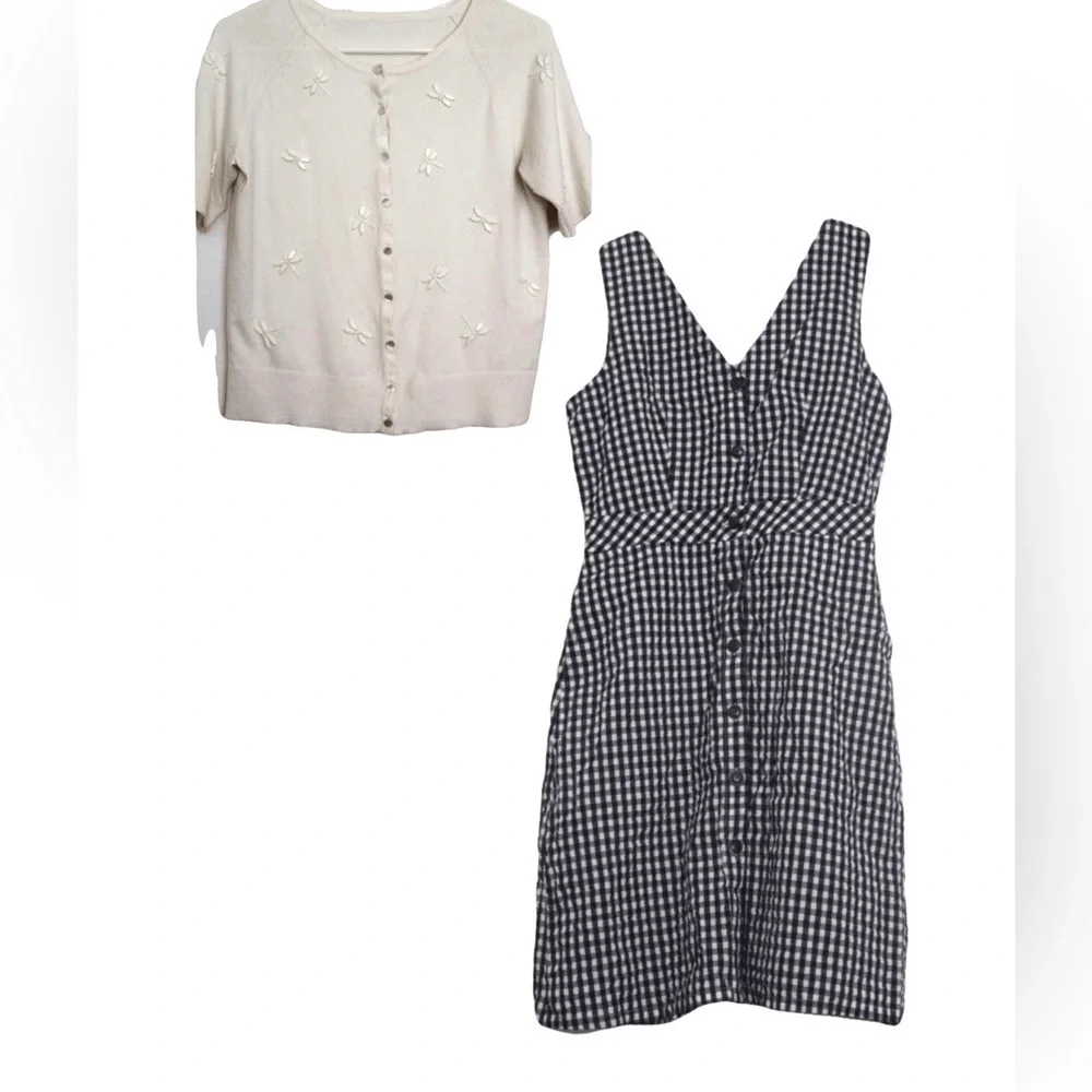 J CREW Gingham Mini Dress Button Down New Preppy Sz 2 Office